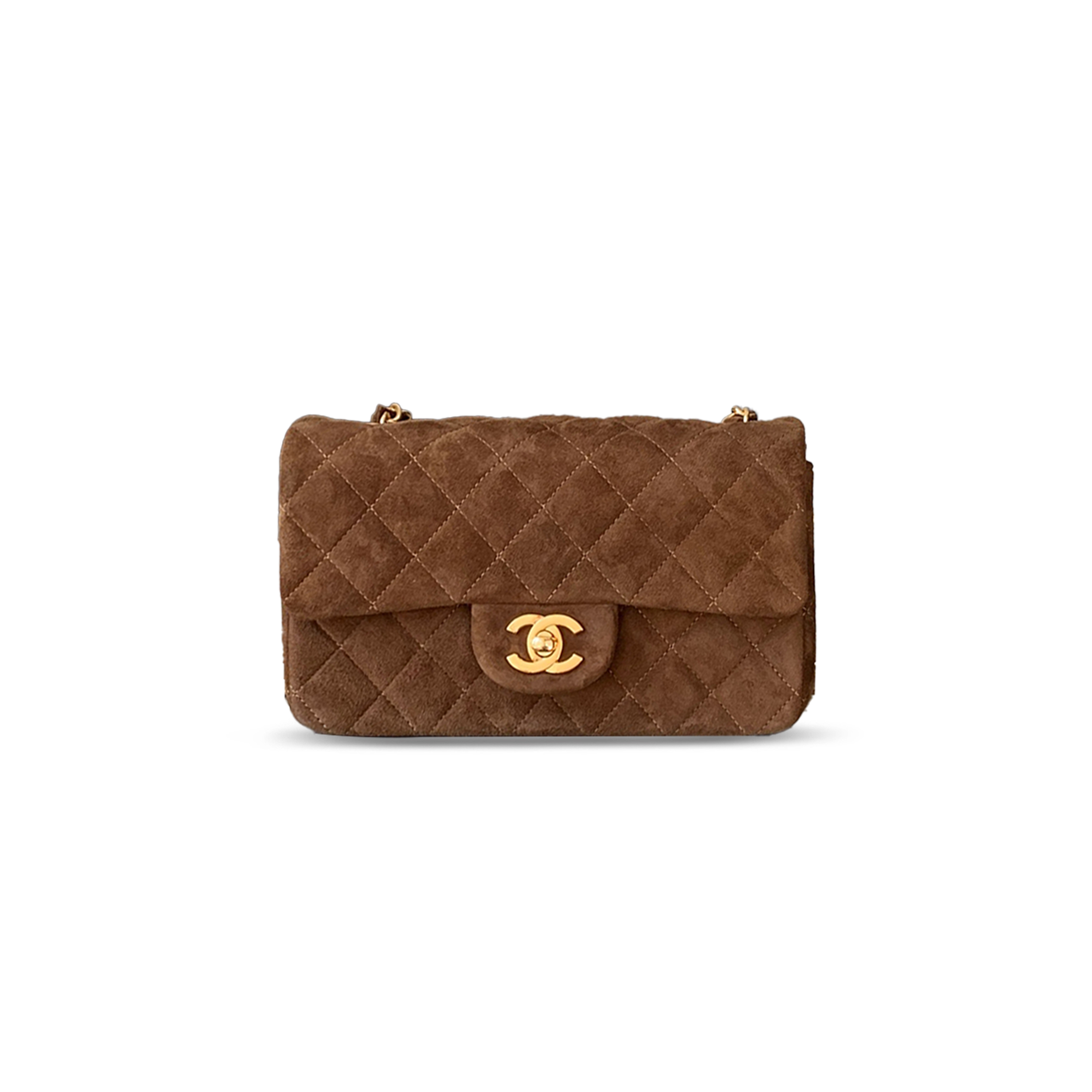 CHANEL SUEDE SMALL DOUBLE FLAP SHOULDER BAG 306489 (20*12*6cm)